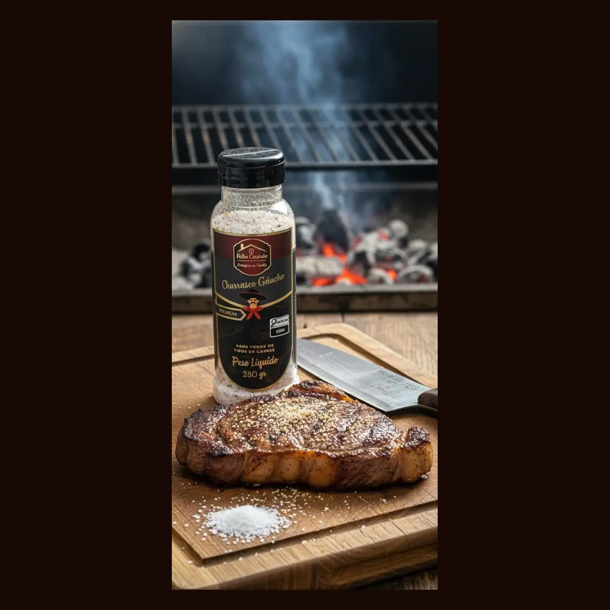 Sal de Parrilla Churrasco Gaúcho em uma sugestão de apresentação