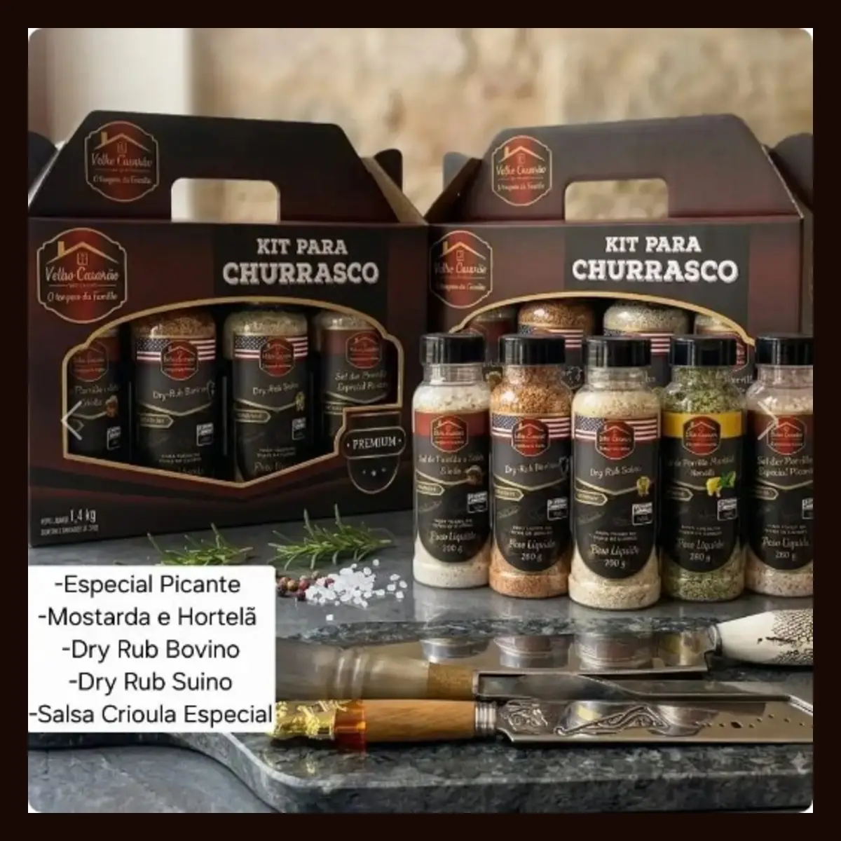 Kit para Churrasco N2 em uma sugestão de apresentação